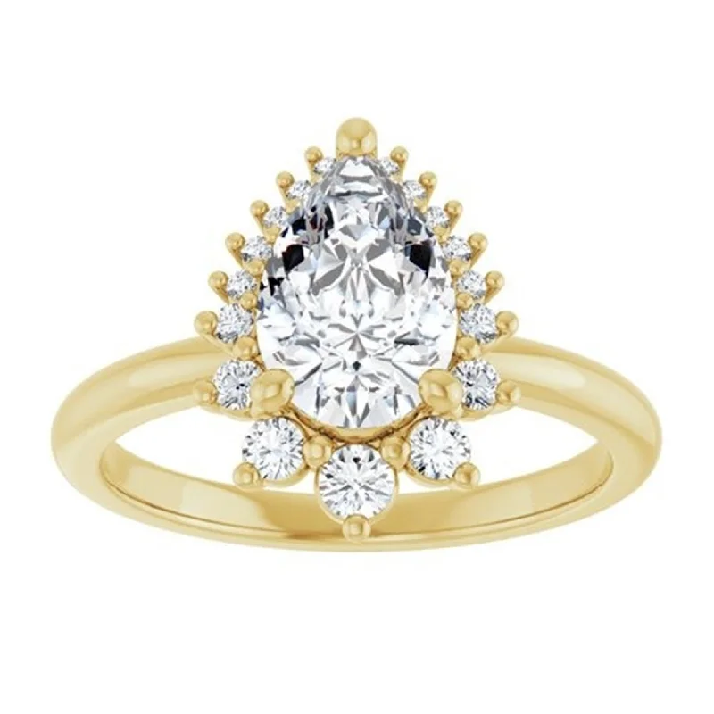 Pear - Shaped Women's Diamond Rings in Yellow Gold with a Single - Diamond Pendant LookEver & Ever 14K Yellow Gold 0.1ctw Fancy Halo Style Diamond Semi-Mount Engagement Ring