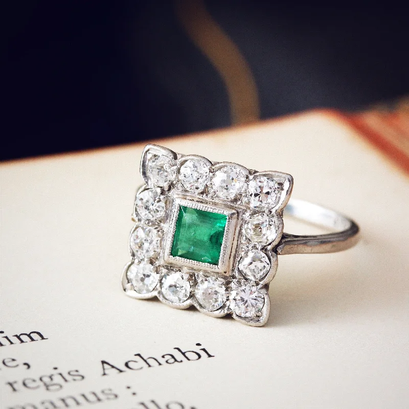 Statement - Making Cocktail Rings for Women with Large Cubic ZirconiaClassic Vintage Emerald & Diamond Cluster Ring