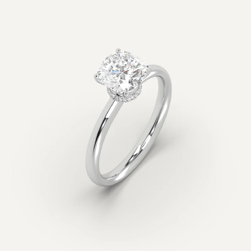 Men's Diamond Engagement Rings with Platinum Band and Halo Setting for a Luxury Proposal2 carat Cushion Cut Diamond Ring