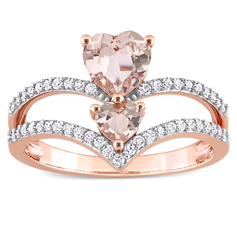 Women's Diamond Rings with Sapphire Accents in Blue for a Colorful and Sophisticated TouchMiadora Heart Shape Morganite and 1/4ct TDW Diamond Open Engagement Ring in 10k Rose Gold