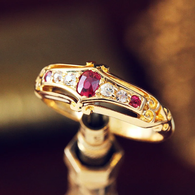 Engagement - Inspired Women's Rings with a Halo of Small DiamondsPetite Precious Date 1907 Ruby & Diamond Ring