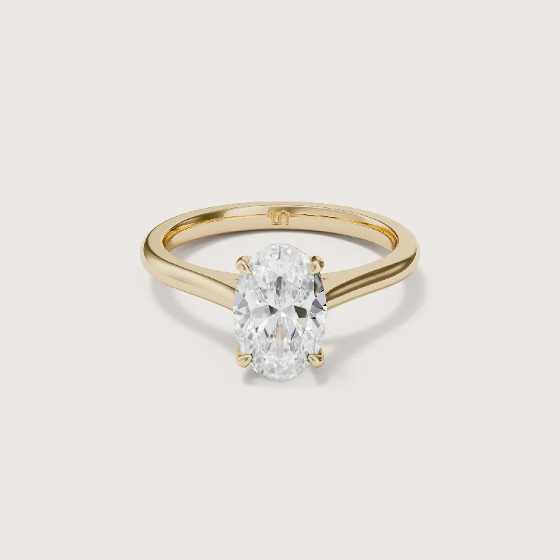 Heart - shaped diamond engagement ring with a hidden halo in 14K rose goldClea Oval Cathedral