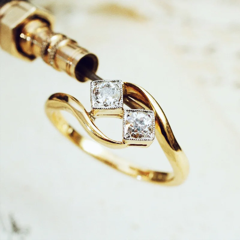 Statement - Making Cocktail Rings for Women with Large Cubic ZirconiaUnforgettable Vintage Diamond 'Toi et Moi' Ring