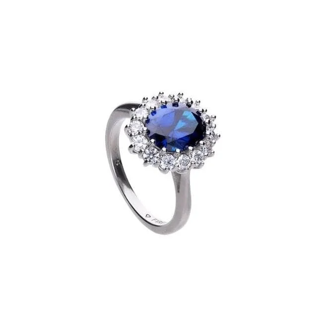 Magnetic Fashion Rings in Stainless Steel with a Modern, Interlocking DesignCubic Zirconia Blue Round Ring R3663