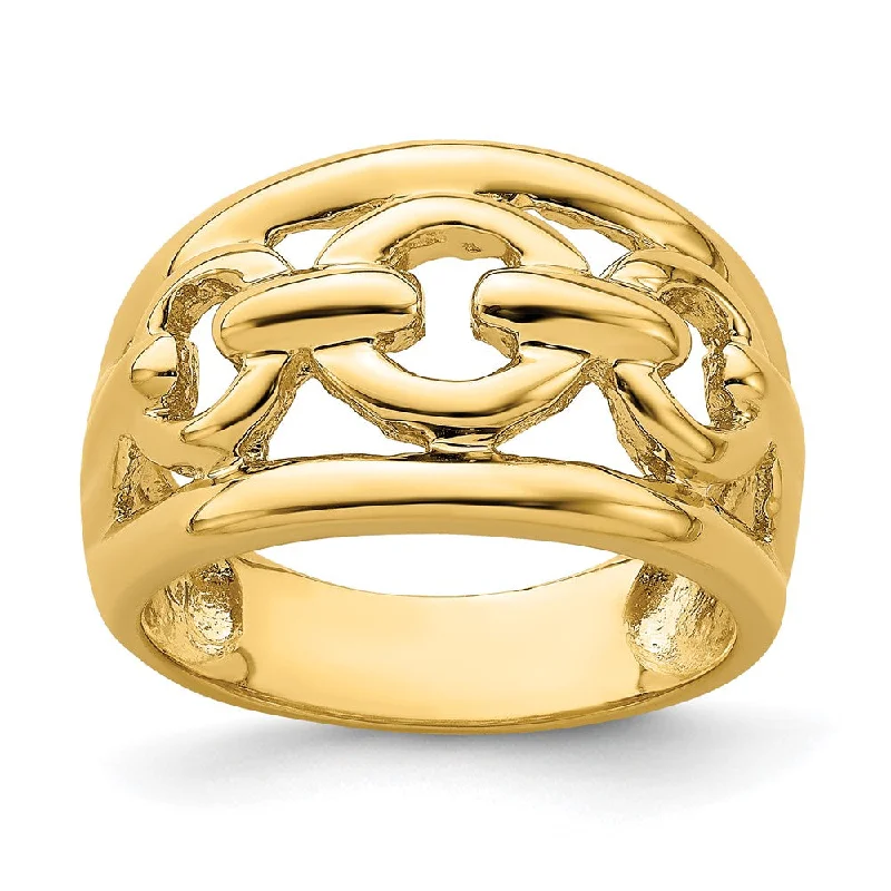 Pearl - Adorned Fashion Rings in Gold - Tone Alloy for a Sophisticated Look14k Yellow Gold Polished Chain Design Inside Ring