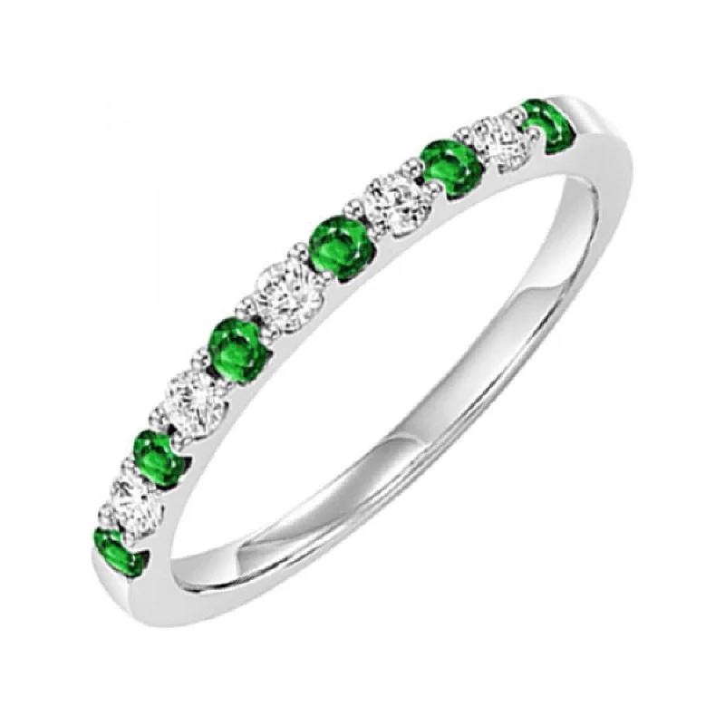 Marquise - cut diamond engagement ring with a split - shank band in platinumColorful Emerald and Diamond Band Ring in White Gold, 0.375 cttw