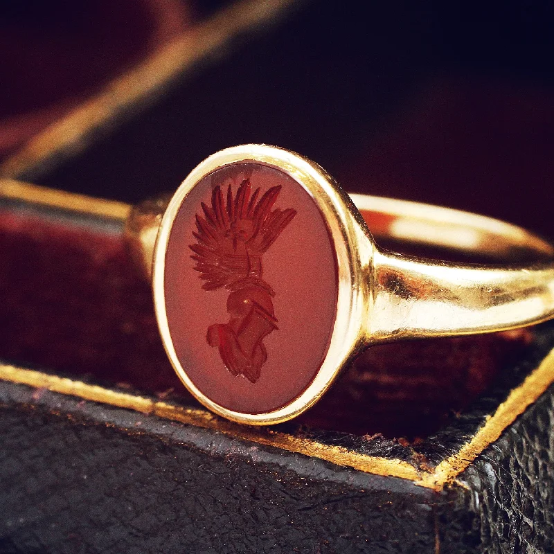 Enamel - Coated Women's Rings in Bright, Bold ColorsRoman Styled Carnelian Intaglio Signet Ring