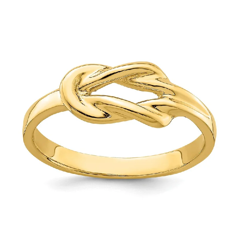 Statement - Making Fashion Rings in Gold - Plated Brass with Oversized Cubic Zirconia Stones14k Yellow Gold Polished Freeform Love Knot Ring