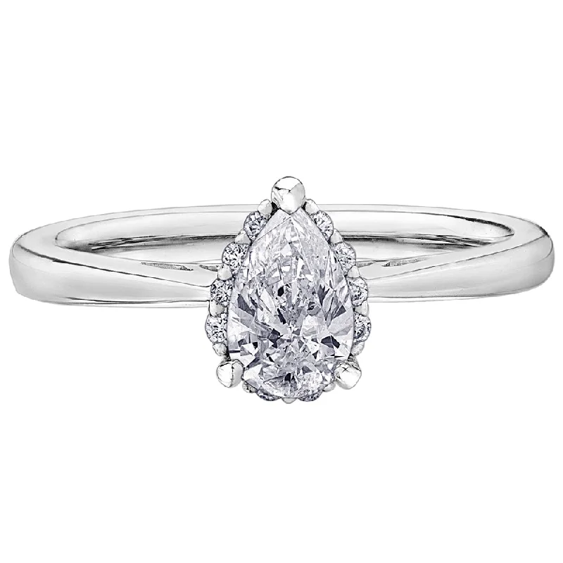 Vintage - Style Women's Diamond Rings with Floral - Engraved Bands and Multiple Diamond AccentsStunning Pear Solitaire Engagement Ring