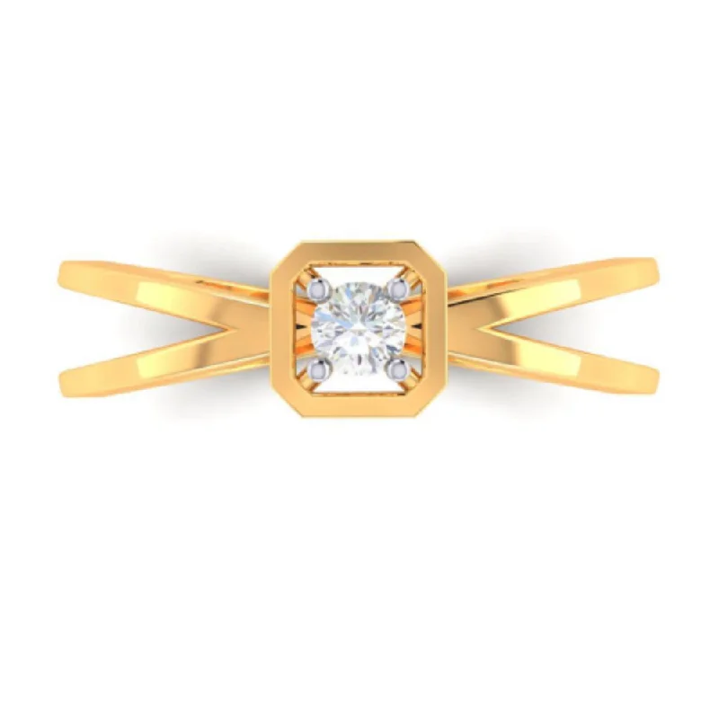 Cathedral - Style Women's Diamond Rings with a Raised Center Setting and Elaborate Metalwork14k X Shape Gold Ring With American Diamond