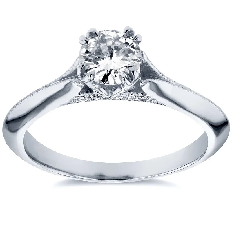 Marquise - Cut Women's Diamond Rings in Palladium for a Unique and Elongated ShapeAnnello by Kobelli 14k White Gold 1/2ct TDW Diamond Antique Floral Soft Knife Edge Engagement Ring