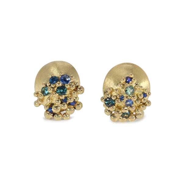 Two - Tone Gold and Silver Plated Clover Stud Earrings for a Lucky and Stylish SymbolAdorn Sapphire & Gold Earrings