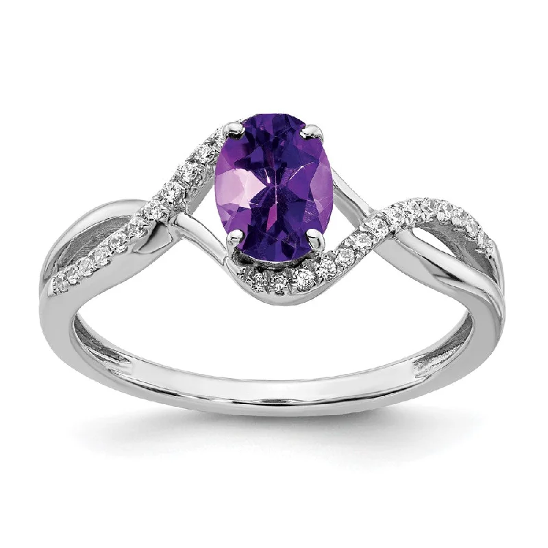 Statement - Making Fashion Rings in Gold - Plated Brass with Oversized Cubic Zirconia Stones14k White Gold Oval Amethyst and Diamond Twist Ring