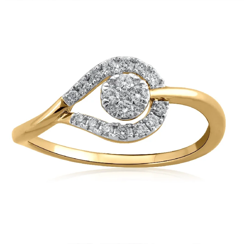 Halo - Style Women's Diamond Rings with a Center Diamond Surrounded by Smaller Diamonds in 18K Gold18K YG Cluster Diamond Ring-1pc