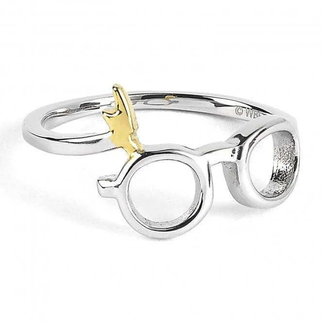 Magnetic Fashion Rings in Stainless Steel with a Modern, Interlocking DesignSterling Silver Lightning Bolt & Glasses Ring