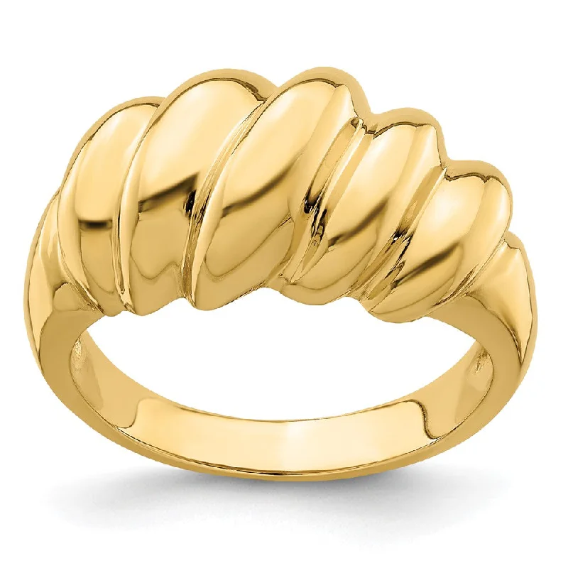 Pearl - Adorned Fashion Rings in Gold - Tone Alloy for a Sophisticated Look14k Yellow Gold Polished Slanted Shrimp Dome Ring