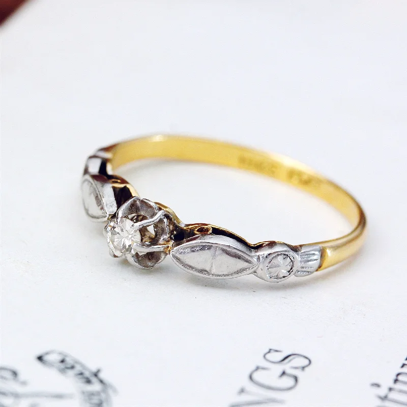 Floral - Patterned Women's Rings in 18K Yellow Gold for a Feminine LookDearheart! Vintage 1950's Diamond Engagement Ring