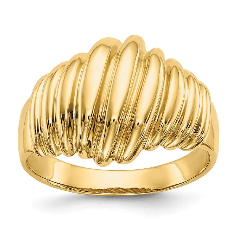 Pearl - Adorned Fashion Rings in Gold - Tone Alloy for a Sophisticated Look14k Yellow Gold Polished Scalloped Dome Ring