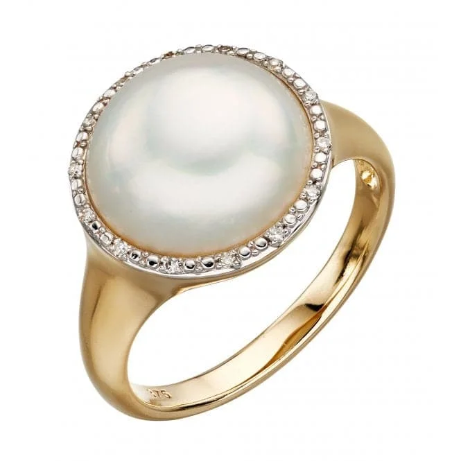 Adjustable Fashion Rings in Leather and Brass with a Tribal - Inspired DesignMabe Pearl And Diamond Signet Ring GR560W