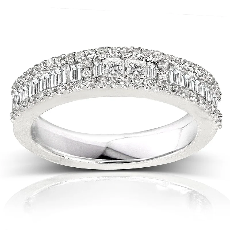 Tennis - Style Women's Diamond Rings with a Continuous Row of Diamonds for a Classic and Versatile LookAnnello by Kobelli 14k White Gold 3/5ct TDW Diamond Wedding Band (H-I, I2)