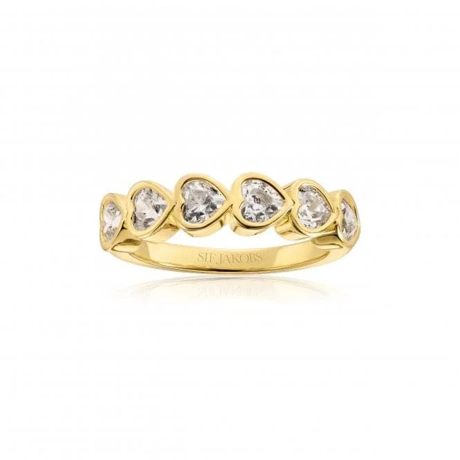 Open - Band Fashion Rings in Sterling Silver with Gemstone Inlays18k Gold Plated Amorino Ring SJ-R2494-CZ-YG