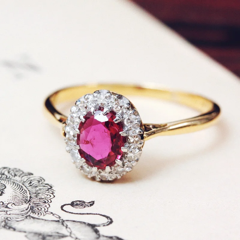 Statement - Making Cocktail Rings for Women with Large Cubic ZirconiaPerfect Harmony Vintage Ruby & Diamond Cluster Ring