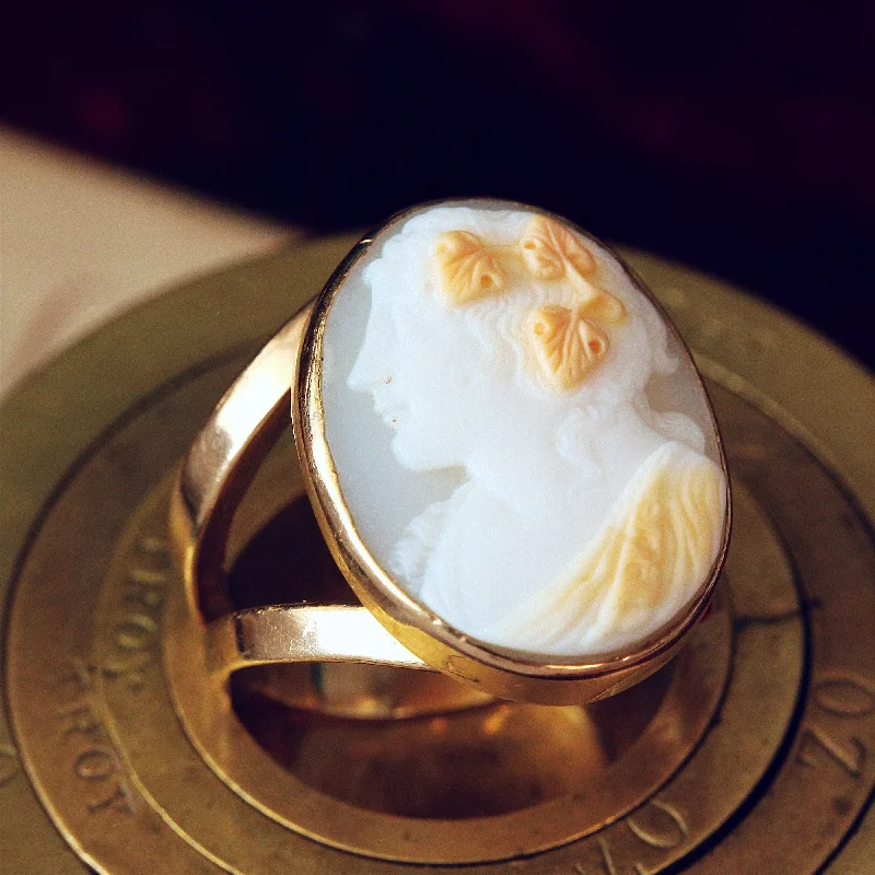 Enamel - Coated Women's Rings in Bright, Bold ColorsAntique Classical Bacchante Shell Cameo Ring