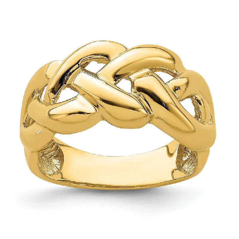 Fashion Rings with Zodiac Symbols in Gold - Filled Metal for a Personalized Touch14k Yellow Gold Polished Entwined Braided Ring