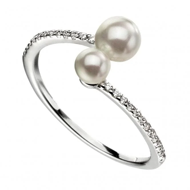 Enamel - Coated Fashion Rings in Bright Colors with Animal - Print PatternsBeginnings  Sterling Silver Double Pearl Micropave Zirconia Shank Ring R3601W