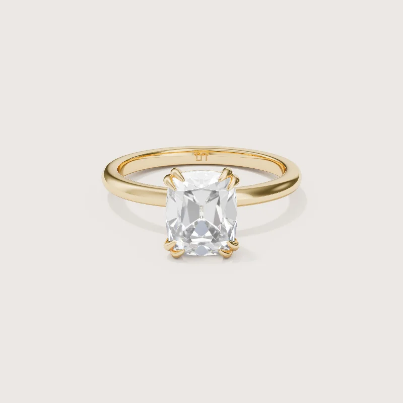 Heart - shaped diamond engagement ring with a hidden halo in 14K rose goldLotus Antique Cut Cushion Solitaire