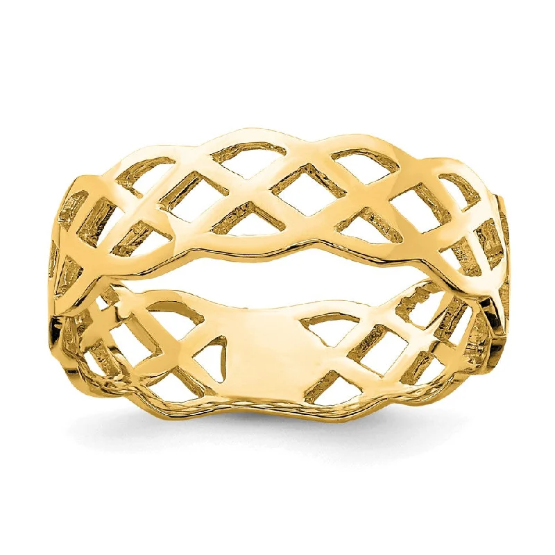 Minimalist Fashion Rings in Stainless Steel with a Single Solitaire Crystal14k Yellow Gold Polished Weave Ring