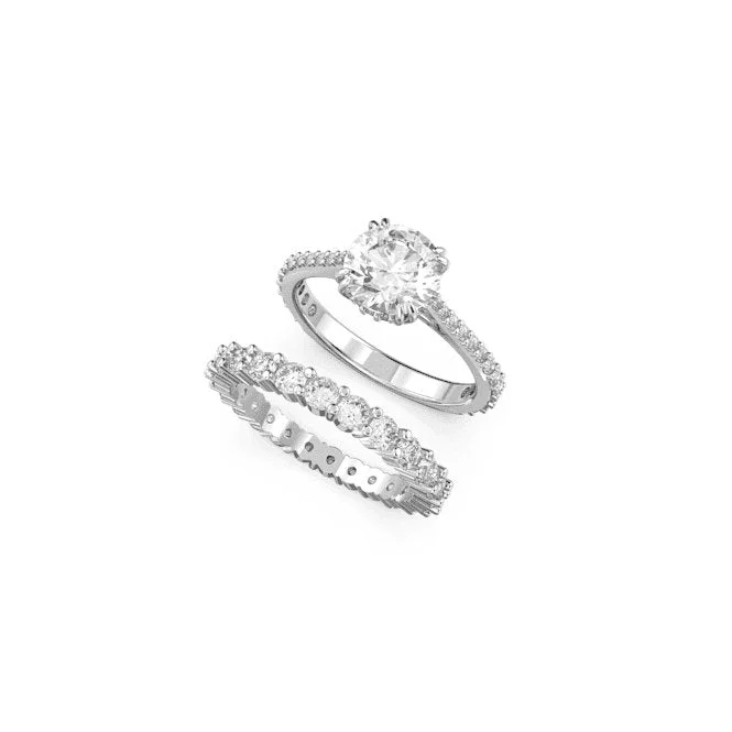 Textured Fashion Rings in Pewter with Hammered and Embossed SurfacesConstella Set Princess Cut White Rhodium Plated Ring