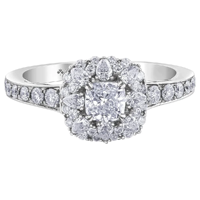 Marquise - Cut Women's Diamond Rings in Palladium for a Unique and Elongated ShapeCushion Cut Canadian Diamond Ring with Unique Detailing