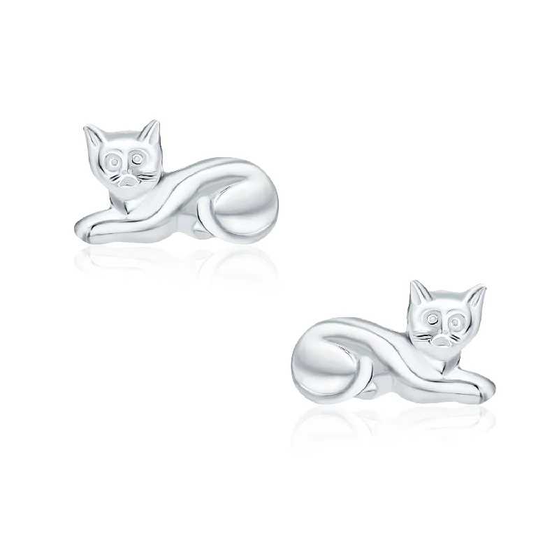 Glow - in - the - Dark Star Stud Earrings for a Mysterious and Night - Time - Friendly AccessoryCurious Cat Stud Earrings in Polished Sterling Silver - Cute Animal Pet Jewelry