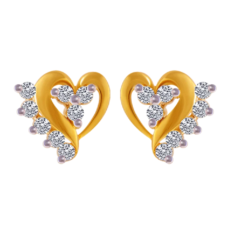 Pear - Shaped Women's Diamond Rings in Yellow Gold with a Single - Diamond Pendant Look14KT (585) Yellow Gold And American Diamond Stud Earrings For Women