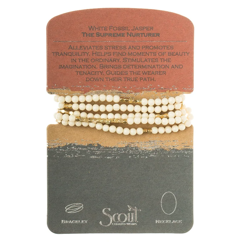 Wrap Bracelets in Bold Metallic Colors for a Fashion - Forward StatementStone Wrap White Fossil Jasper - The Supreme Nurturer