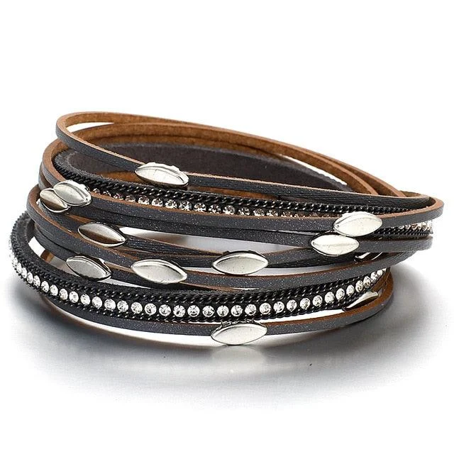 Wrap Bracelets with Crystal Accents for a Sparkling Effect'Tahnee' Charms & Crystals Wrap Bracelet - black