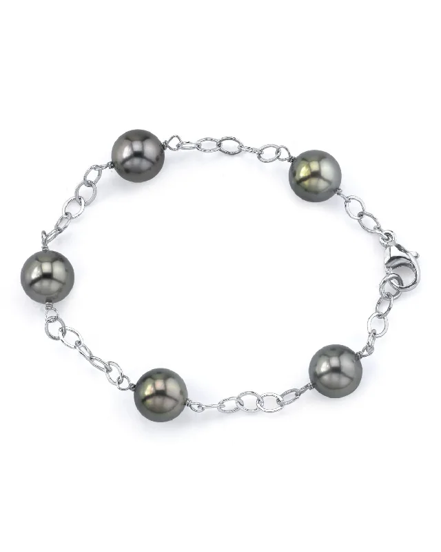 Unisex Pearl and Hemp Bracelet with Natural Wood Beads for an Earthy and Sustainable AccessoryTahitian Pearl Tin Cup Bracelet, 9.0-10.0mm