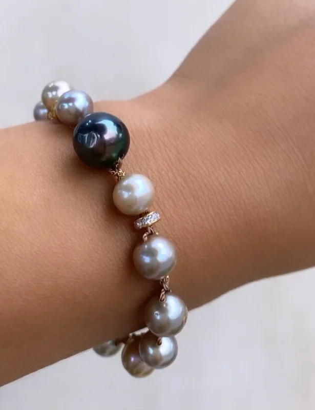 Leather - Wrapped Bangles with Studded Details for a Rock - Chic VibeTahitian & Freshwater Pearl Bracelet