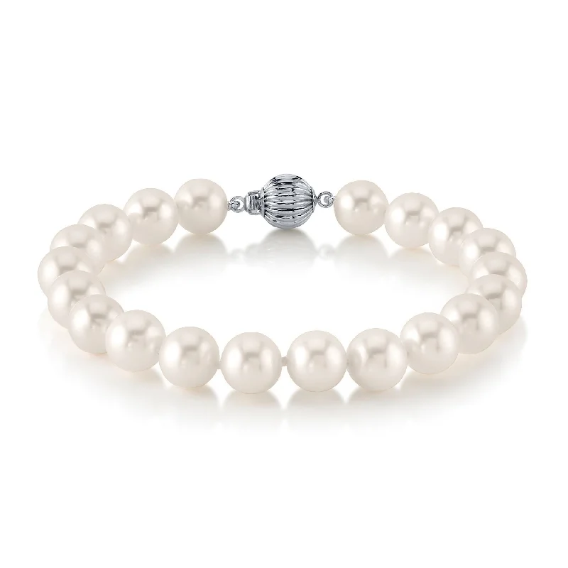 Pearl and Lava Rock Bracelet with Essential Oil - Diffusing Feature for Aromatherapy on the Go8.0-8.5mm White Freshwater Pearl Bracelet - AAA Quality