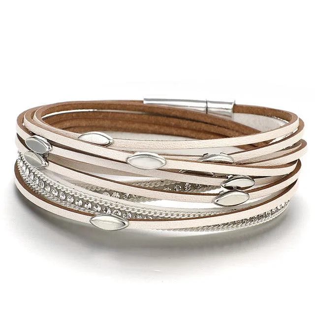 Wrap Bracelets Made from Recycled Materials for Eco - Conscious Consumers'Tahnee' Charms & Crystals Wrap Bracelet - white