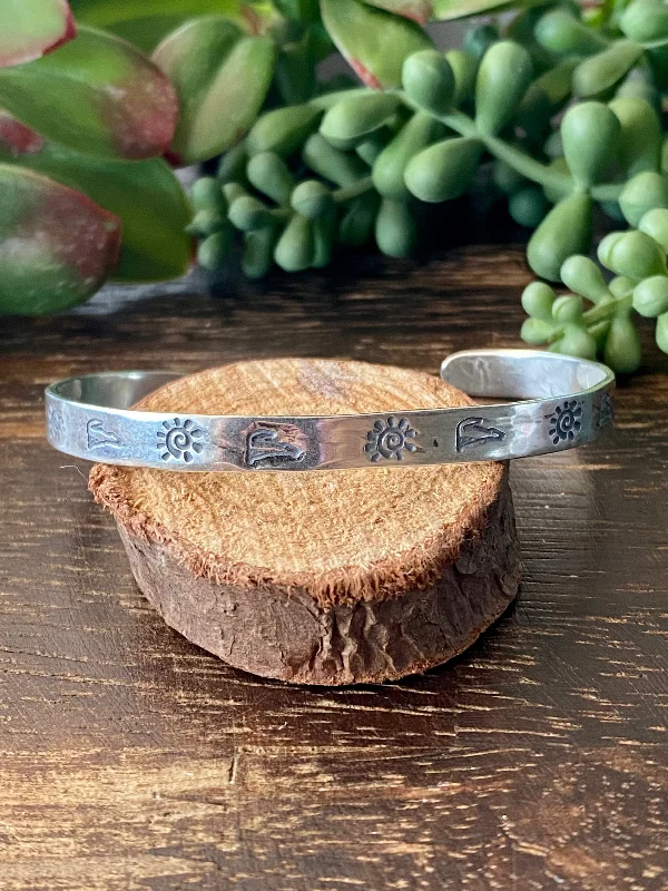 Wooden Women's Cuff Bracelets with Carved Motifs for a Natural and Artistic LookNavajo Made Sterling Silver Stacking Cuff Bracelet