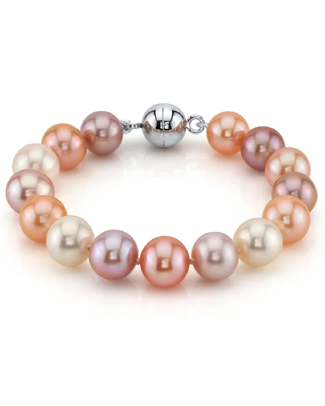 Beach - Inspired Pearl and Shell Bracelet with Seashell - Shaped Beads for a Summery Look9.5-10.5mm Multicolor Freshwater Pearl Bracelet - AAA Quality