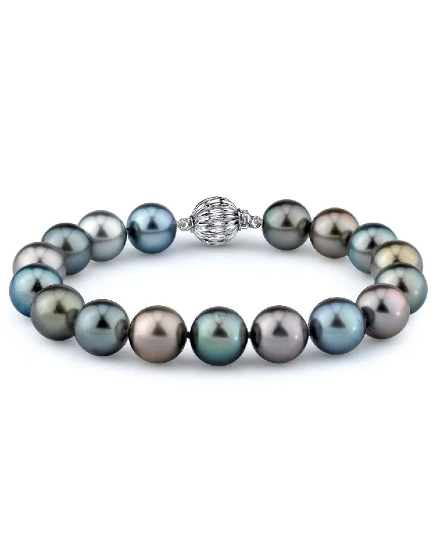 Mother - of - Pearl Inlay Pearl Bracelet with Brass Accents for a Luxurious TextureMulti-Color Tahitian Pearl Bracelet, 10.0-11.0mm - AAAA Quality