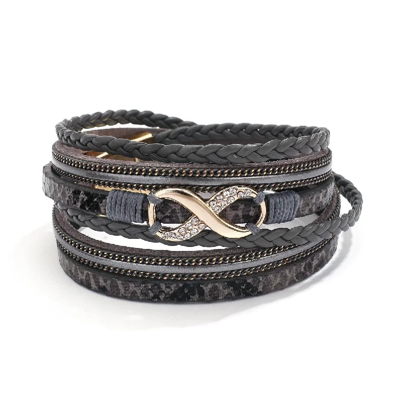 Wrap Bracelets with Engraved Initials for a Personalized Gift'Infinity' Charm Wrap Bracelet - grey