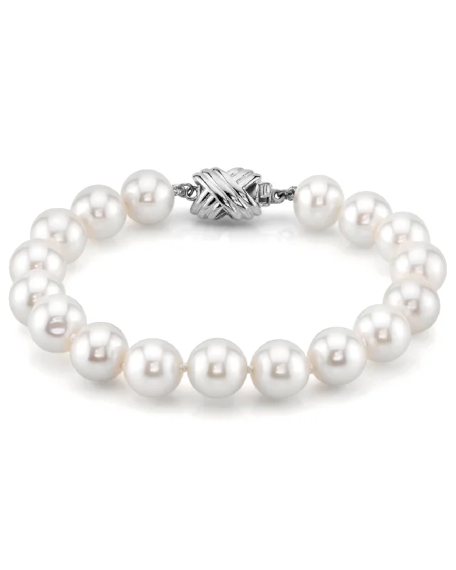 Custom - Engraved Pearl Bracelet with Initials or Messages for a One - of - a - Kind Gift8.5-9.5mm White Freshwater Pearl Bracelet - AAA Quality