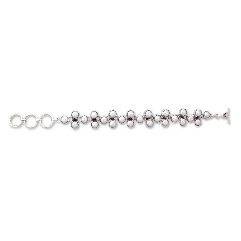 Cultured Akoya Pearl Bracelet with Sterling Silver Clasp for Timeless EleganceNOVICA Handmade Many Moons Sterling Silver Pearl Bracelet (India)