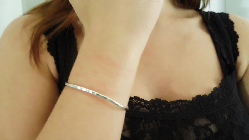 Stackable Women's Cuff Bracelets in Different Sizes and Materials for Layered StylingSmall Sterling Silver Cuff Bracelet