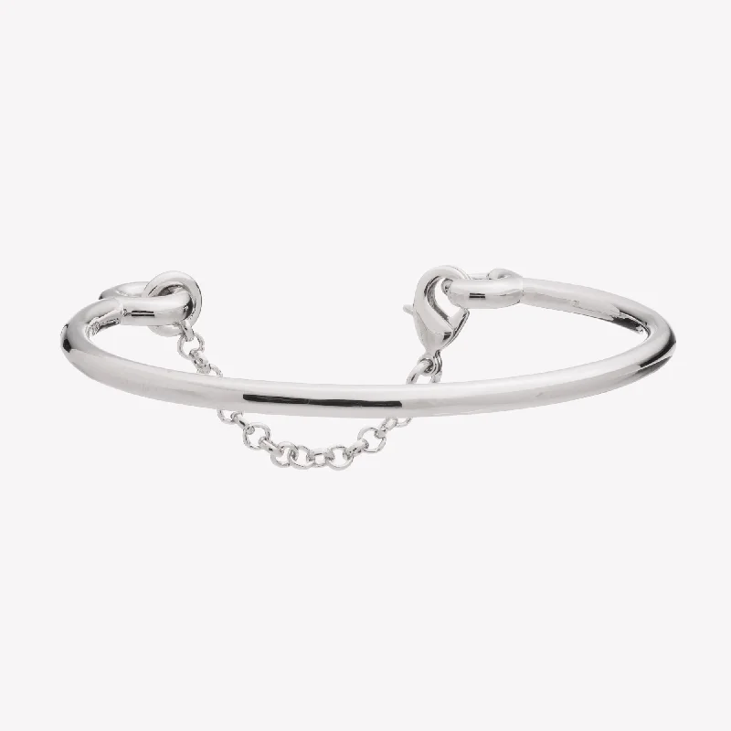 Women's Sterling Silver Cuff Bracelets with Engraved Floral Patterns for a Romantic LookCHAIN LATCH CUFF