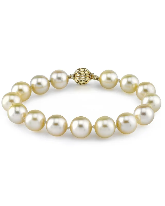 Pearl and Lava Rock Bracelet with Essential Oil - Diffusing Feature for Aromatherapy on the GoChampagne Golden South Sea Pearl Bracelet, 9.0-10.0mm